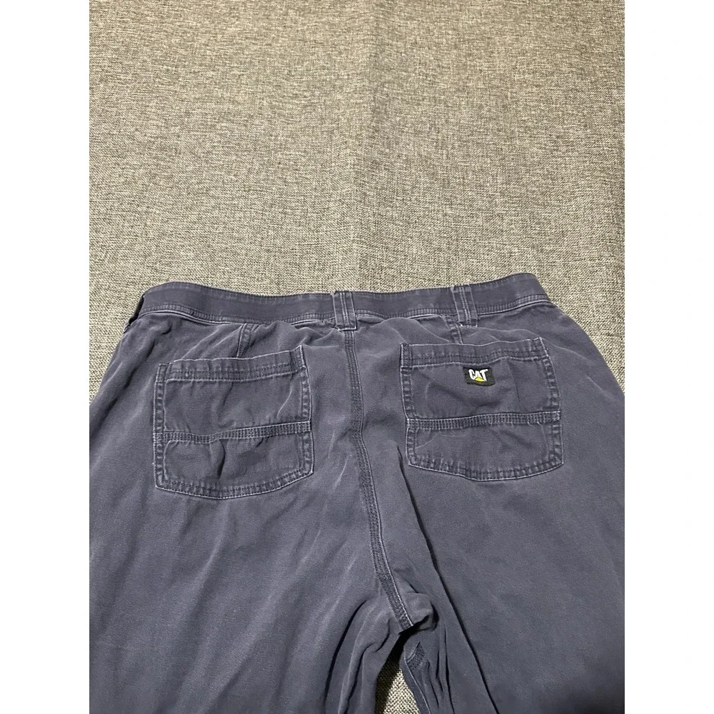 Caterpillar Men's 38x30 Work Pants Navy Blue Canvas Stretch Utility